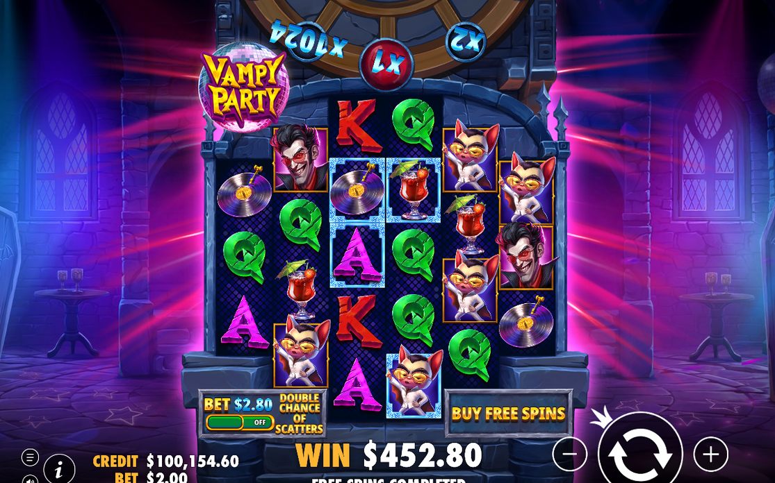 Win screen during a cascade chain with the Tumble multiplier