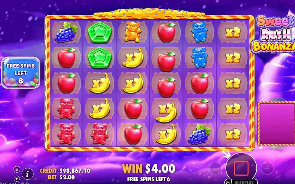Free Spins grid during a tumble sequence