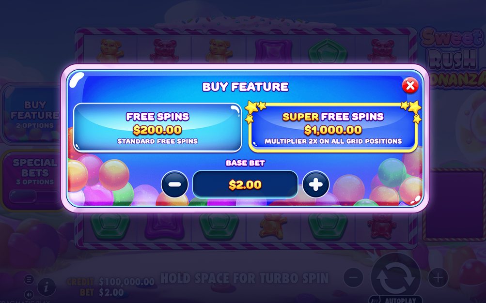 Bonus screen showing marked spots and x2 multipliers
